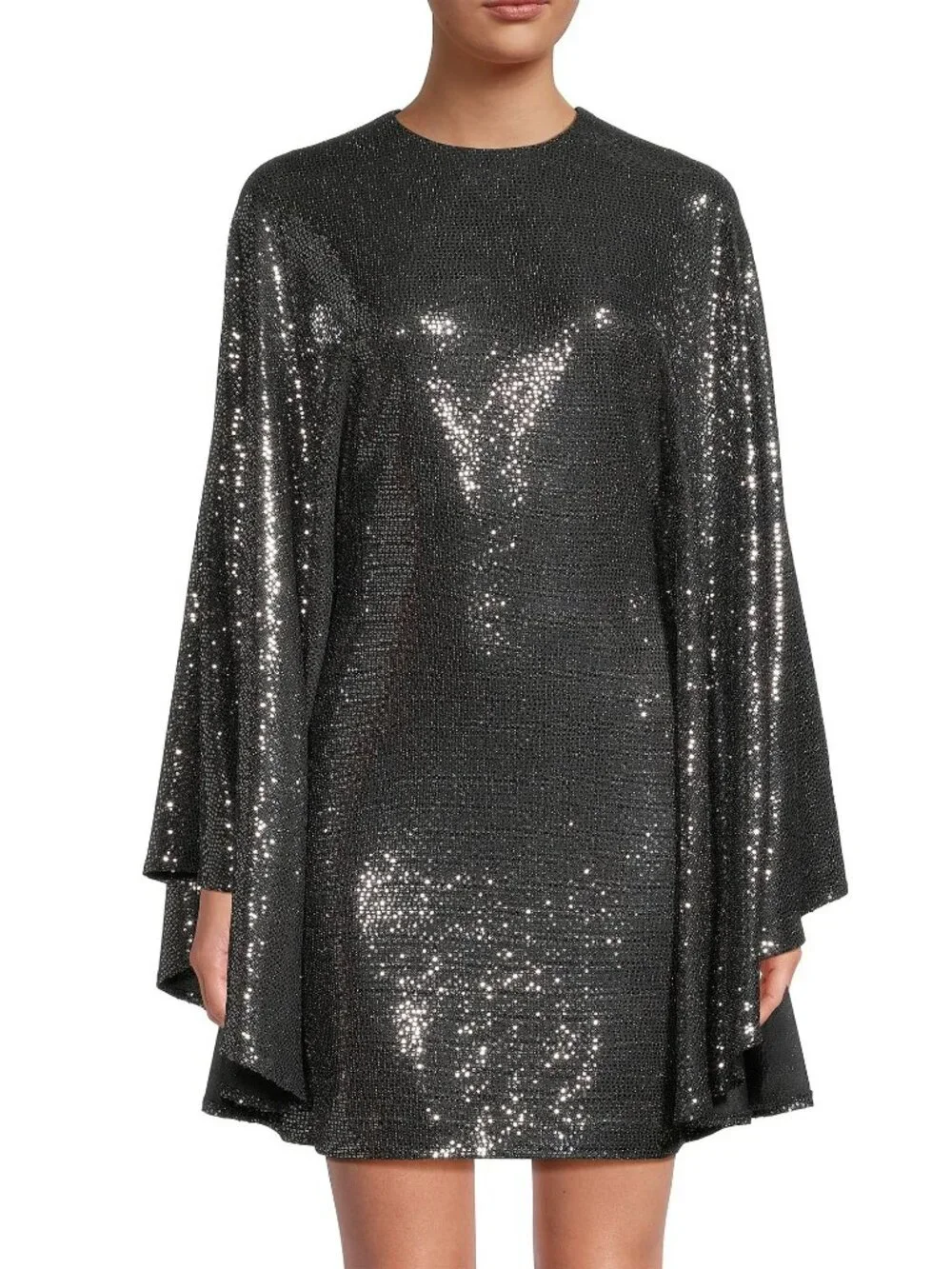 One33 Social Shimmer Circle Minidress Silver Size 00 New With Tag - Picture 4 of 7